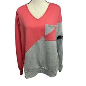 2/$30 NWT Steve Madden Tea Rose/Gray Pull Over Sweatshirt Size L #1532